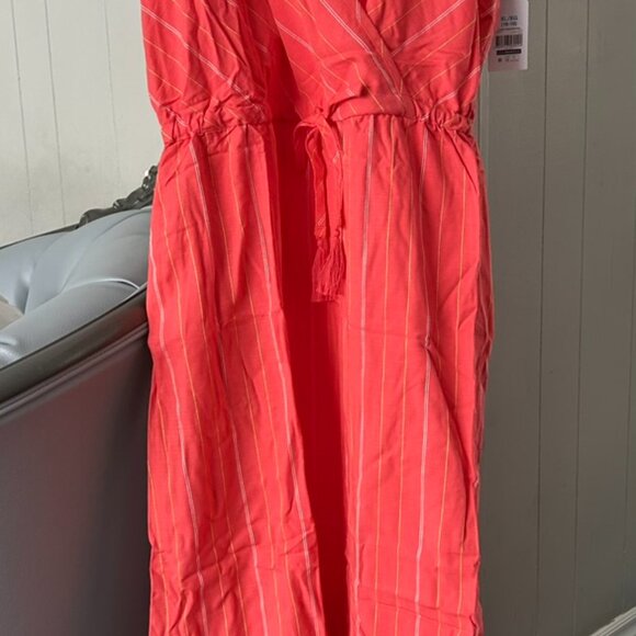 BNWT Time & Tru Coral Flutter Hem Midi Dress Sz XL (16-18) - Picture 3 of 6